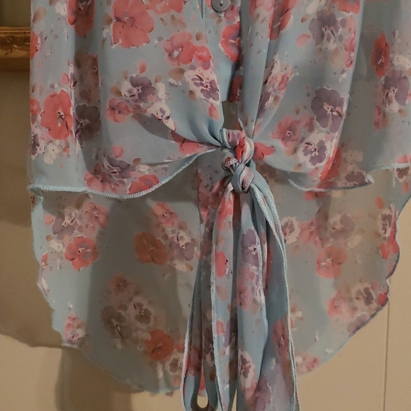 Final Touch Floral Print Sheer Top - Picture 2 of 6